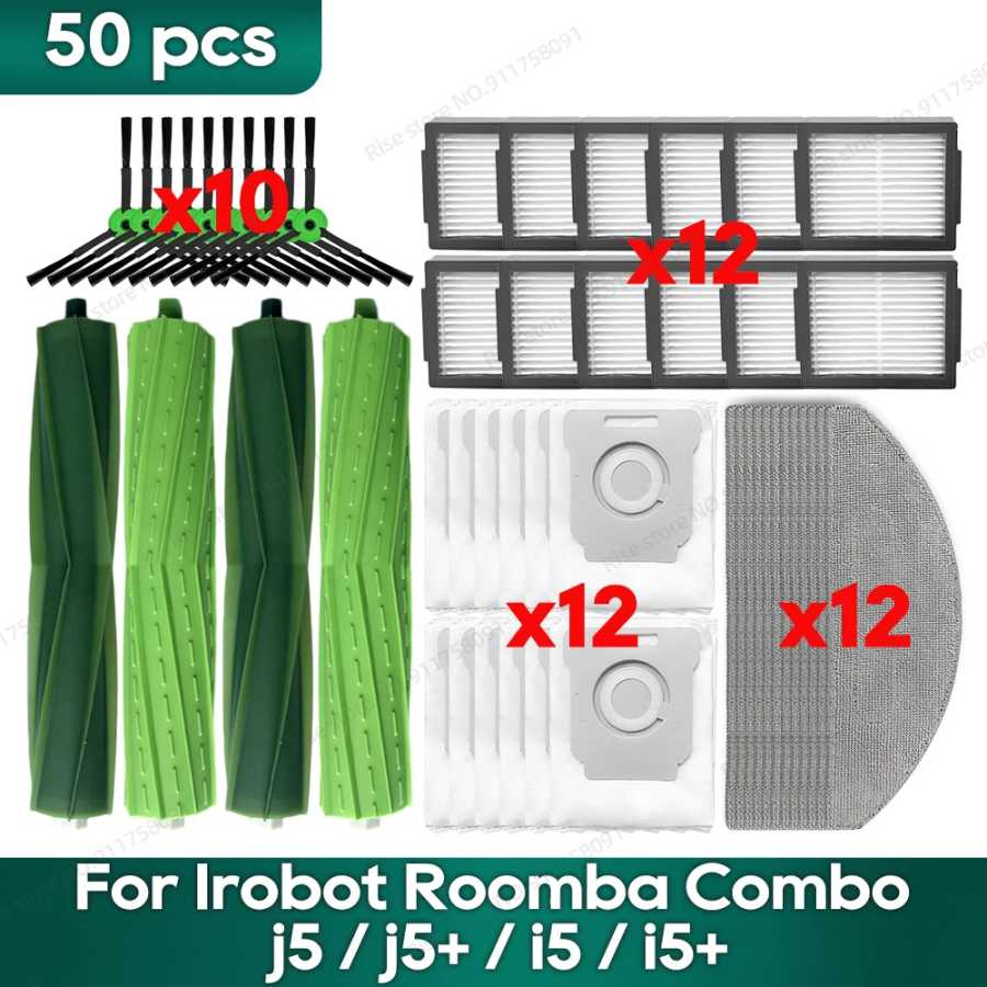 Совместимость с irobot Roomba Combo i5/i5+/j5/j5+ Робот-пылесос Аксессуары Основная щетка Hepa-фильтр Швабра Мешок для пыли Запасные части Запчасти для бытовой техники