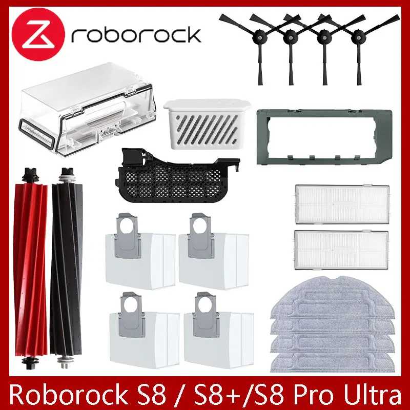 Roborock S8 S8 Pro Ultra S8+ Запасные части для робота-пылесоса Основные боковые щетки Салфетки для швабры HEPA-фильтры Мешки для пыли Аксессуары Запчасти для бытовой техники