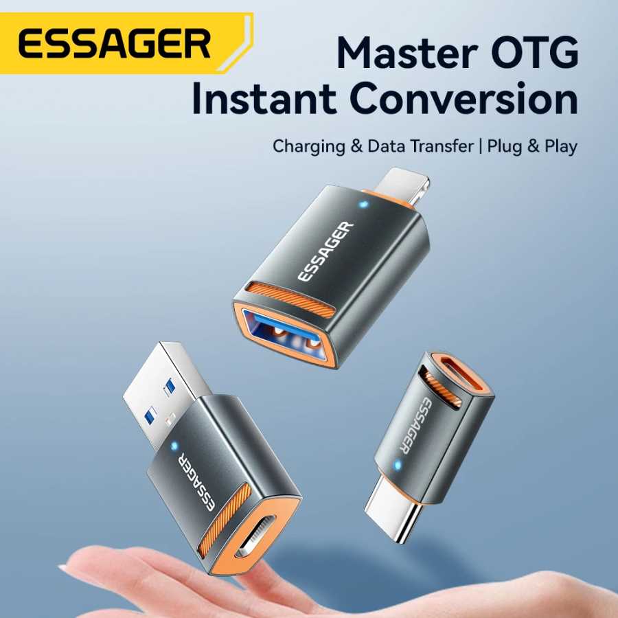 Фотография №1 товара Essager USB3.0 OTG адаптер Type-C USB-A Micro Female to USB