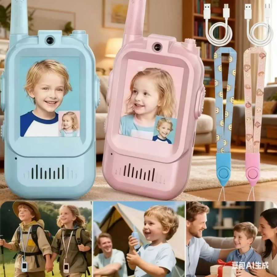 Детская видео рация, 2 дюйма, HD-экран, USB-C, перезаряжаемый HD-вызов в один клик, домофон для детей, гаджеты, технология, подарок Электронные игрушки