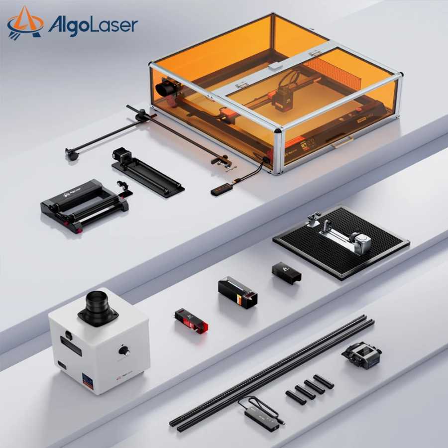 Аксессуары AlgoLaser: Комплект расширения для лазерного гравера с поворотным роликом, воздушный насос-очиститель, защитный чехол для камеры, сотовая платформа Лазерный гравировальный станок и аксессуары