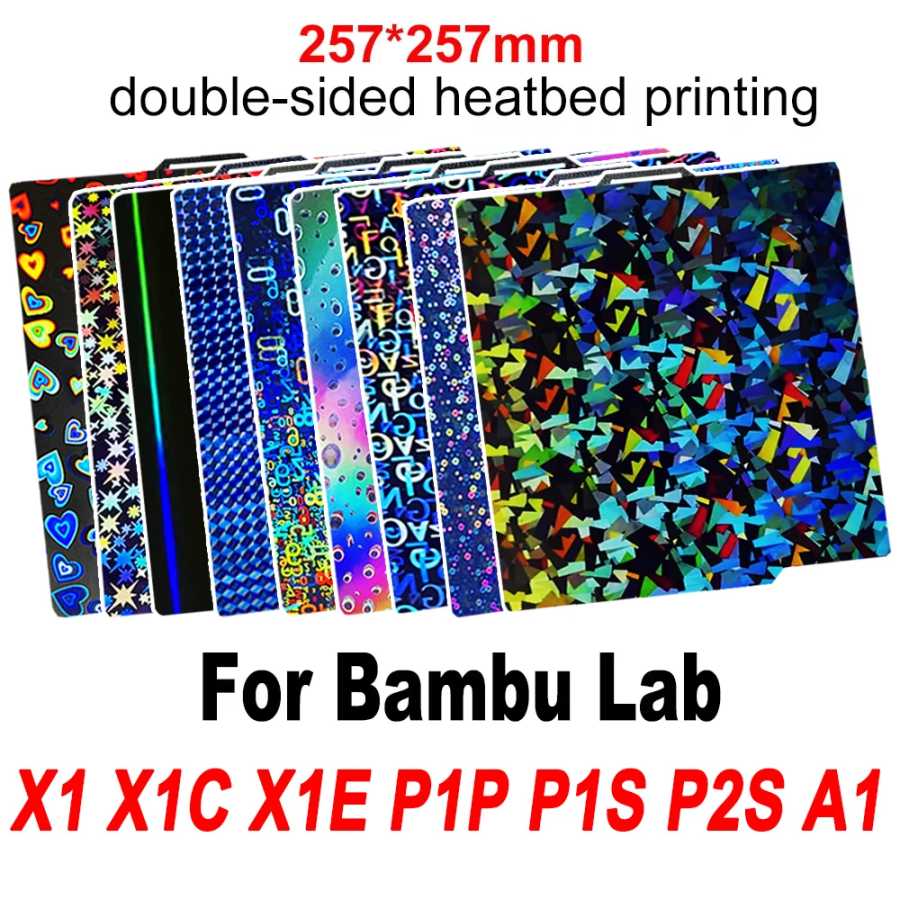 Гладкая PEI/PEO/PET-пластина X1C P1P P1S P2S A1 для 3D-принтеров Bambu Lab A1 P1P, термостойкая рабочая поверхность 3D-печать