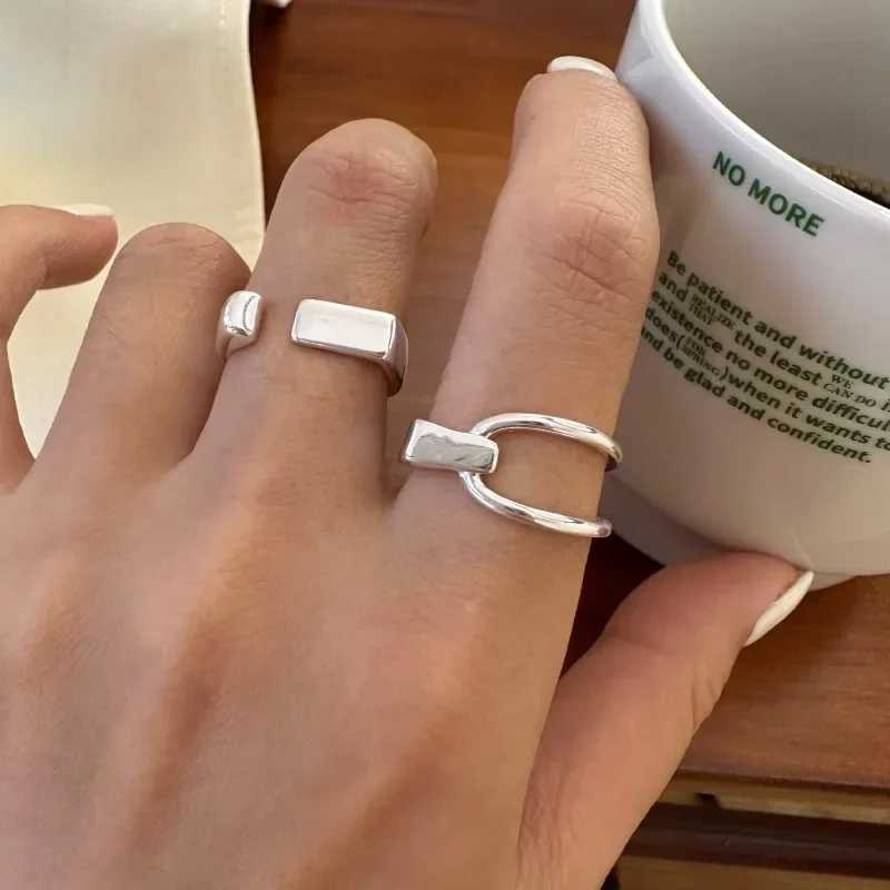 Кольца VENTFILLE из стерлингового серебра 925 пробы INS, модные винтажные кольца в стиле хип-хоп для пар, полые линии, панк, тайское серебро, вечерние регулируемые ювелирные изделия Ювелирные изделия