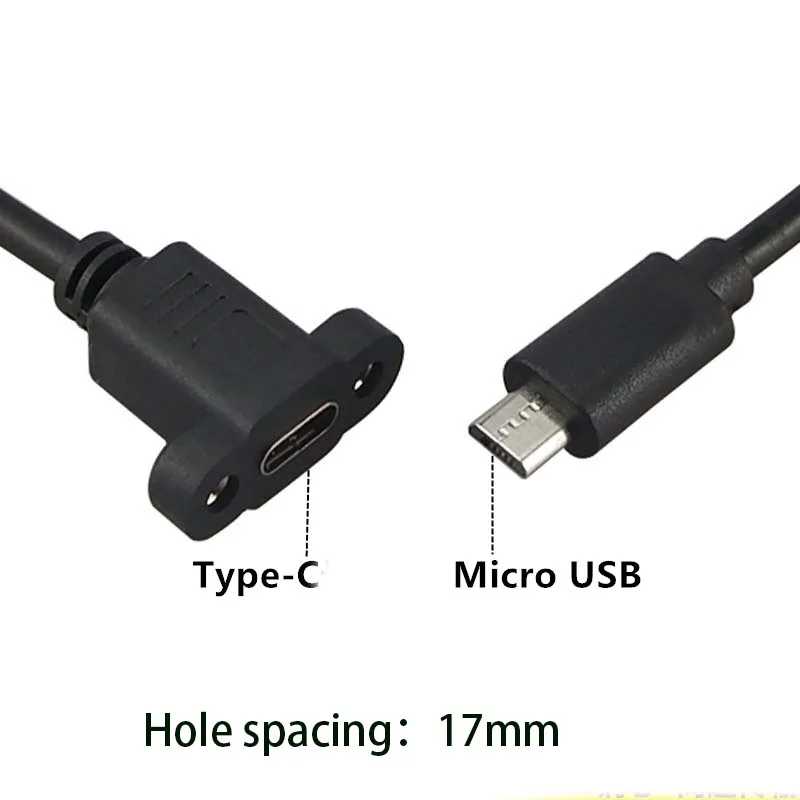 1ft Micro USB 2,0 Штекерный разъем к USB 2,0 Тип c удлинитель кабеля 17 мм с винтами монтажное отверстие 0,3 м Компьютерная периферия