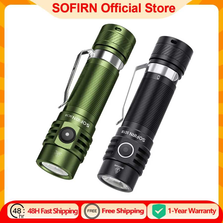 Фонарь Sofirn SC18 1800 лм EDC с USB-C зарядкой, светодиодом SST40, линзой TIR и индикатором заряда, на аккумуляторе 18650 Портативное освещение