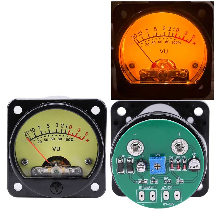 Индикатор уровня звука VU Meter с платой управления, 2 шт., панель VU Meter 500VU с подсветкой уровня звука, 6-12 В постоянного тока, 45 мм Электротовары