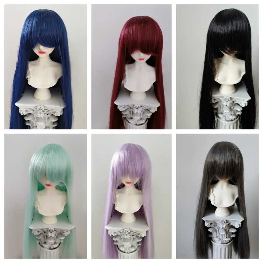 (На заказ) 1/3 1/4 1/6 1/8 кукольный парик для куклы 60/45/30 см Bjd SD, длинные прямые волосы с необрезанной челкой, аксессуары для кукол, без куклы Куклы и аксессуары