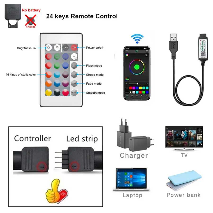 Фотография №4 товара Светодиодные фонари USB 5 В для телевизора с управлением через