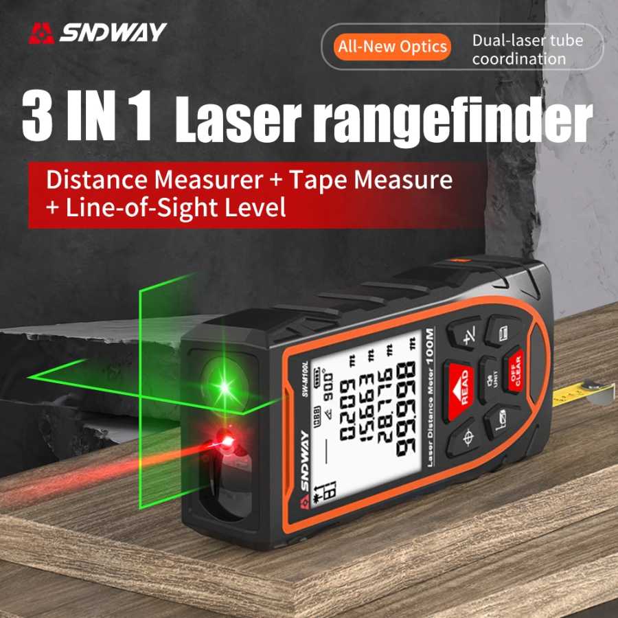 Лазерный дальномер SNDWAY SW-M70L 3-в-1, 70 м, с рулеткой 5 м и двойным лазерным уровнем, измерительный инструмент для строительства Инструменты для измерения и анализа