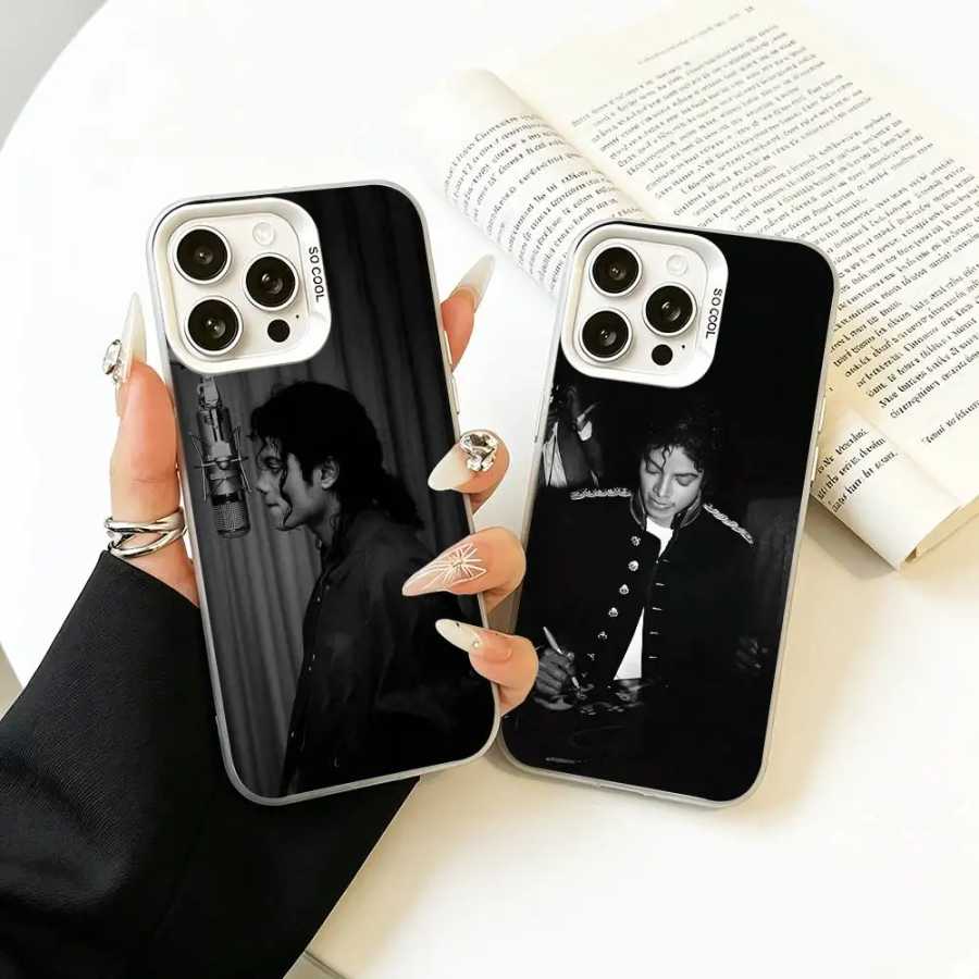 Чехол для телефона с изображением певца и танцора Майкла Джексона для iPhone 17, 16, 15, 14, 13, 12, 11 Plus, Pro Max, XS, белый/серебристый Чехлы и чехлы для мобильных телефонов