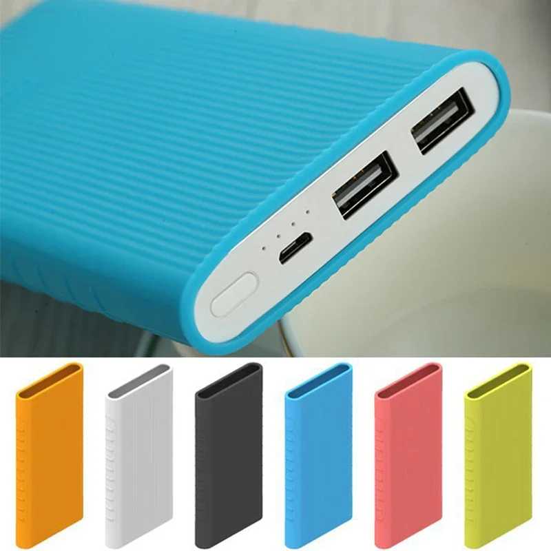 Защитный чехол для нового Xiaomi Power Bank 2 10000 мАч, двойной USB-порт, силиконовый чехол для модели Power Bank PLM09ZM Аксессуары для мобильных телефонов