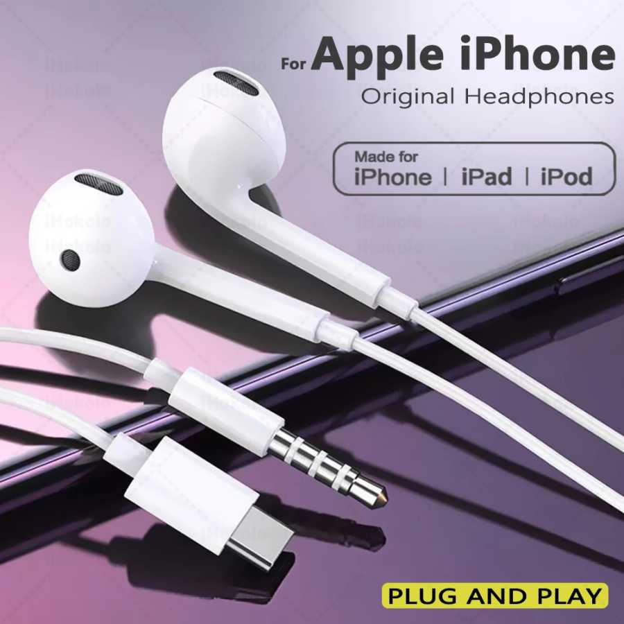 Оригинальные проводные наушники для Apple iPhone 17 Pro Max, 16, 15, 14, 13, 12, 11 Mini, USB-C, Type-C, со стереозвуком и микрофоном Портативное аудио и видео