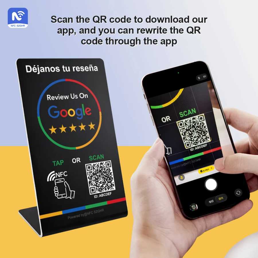 Стойка для отзывов Google с QR-кодом и NFC (NFC215), поддержка редактирования URL-адресов и QR-кодов неограниченное количество раз Доступ к автоматизации здания
