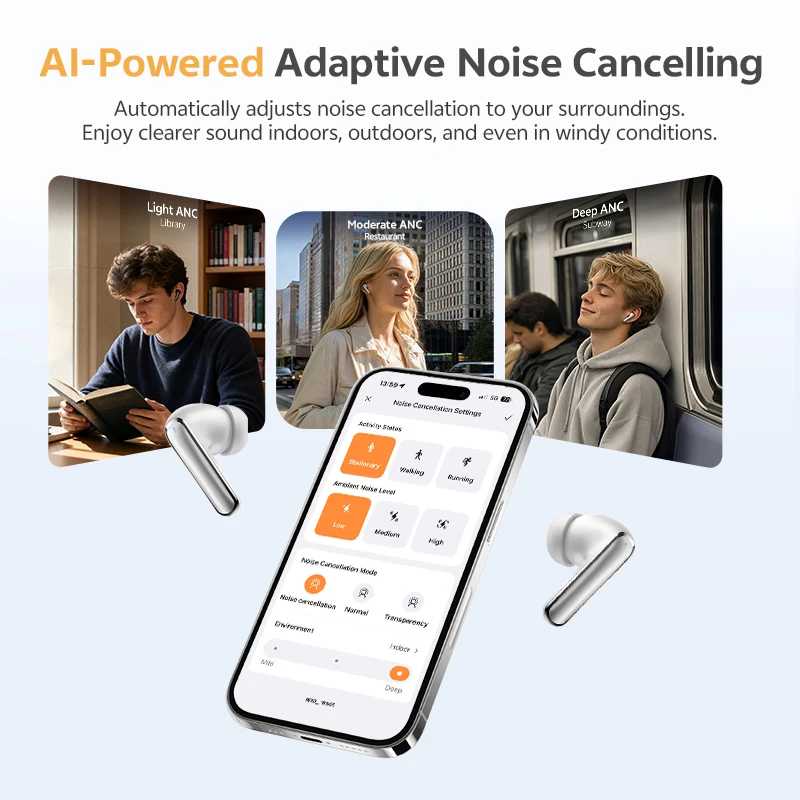 Фотография №4 товара Беспроводные наушники QCY HT21 Melobuds N65 -60dB с адаптивным шумоподавлением