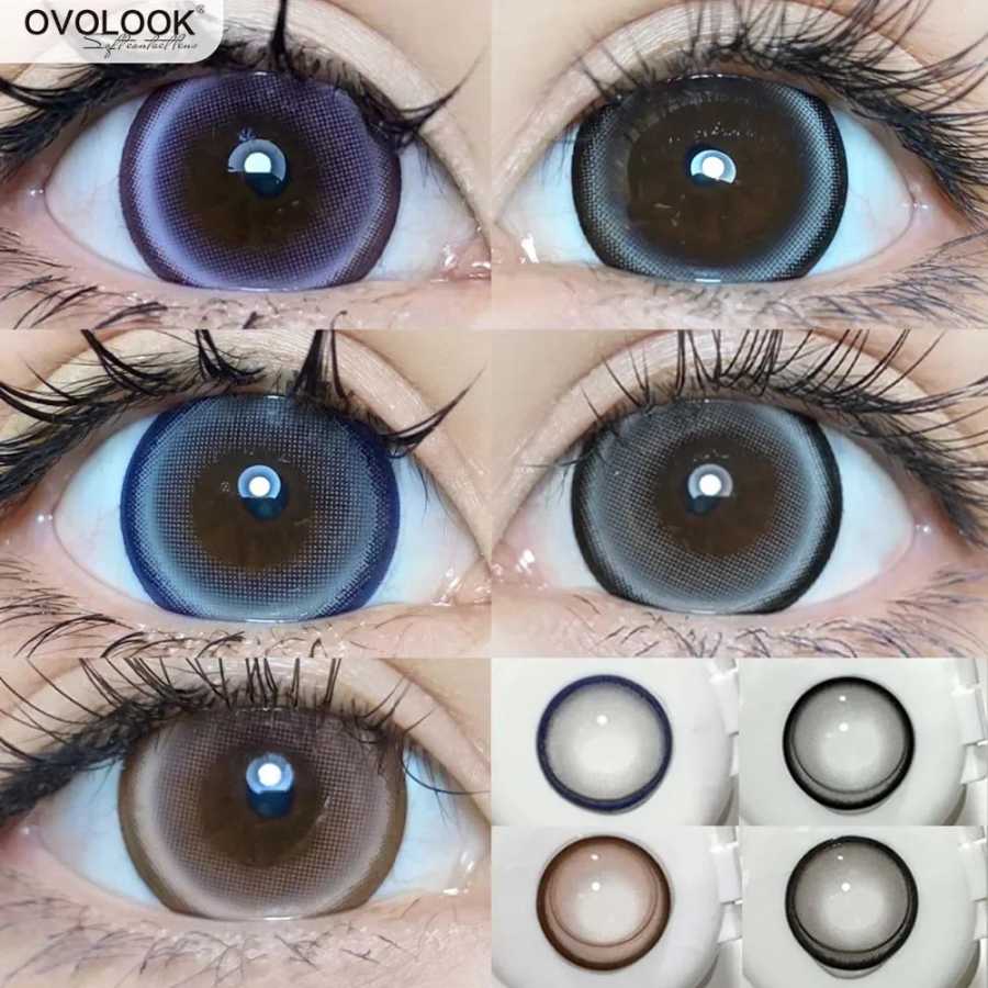 OVOLOOK-2 шт./пара больших линз жемчужной серии цветные контактные линзы для глаз синий фиолетовый розовый черный серый красивые линзы для учеников 14,5 мм Забота о здоровье