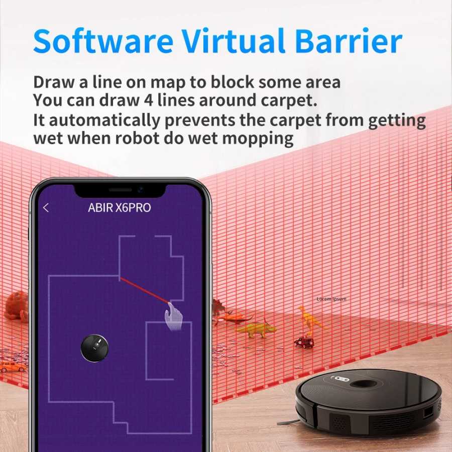 Фотография №4 товара Робот-пылесос ABIR X6PRO , всасывание 6000 Па, программная виртуальная стена,