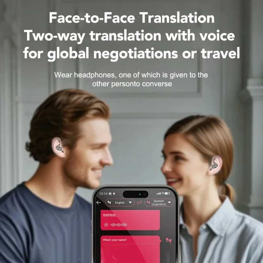 Фотография №2 товара Bluetooth 5,3 наушники с искусственным интеллектом, поддержка 135 языков, беспроводные