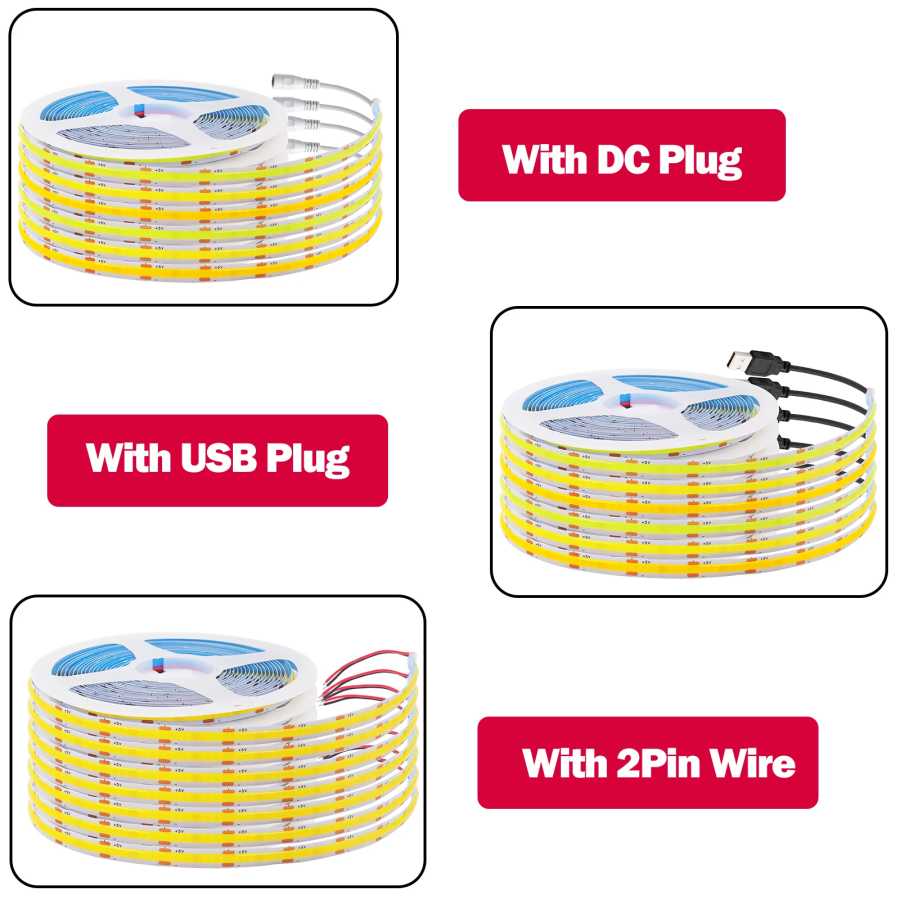 Фотография №1 товара DC5V USB COB светодиодная лента белый/розовый/красный/желтый/голубой ледяной/зеленый 8 мм 320