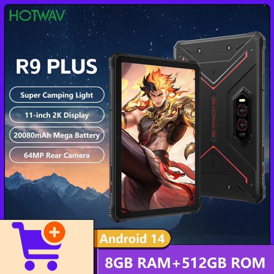 Новый прочный планшет HOTWAV R9 Plus, Android14, 11 дюймов, FHD, 2K + аккумулятор 20080 мАч, 20 Вт, зарядные планшеты, 16 МП + 64 МП, камера, 8 + 512 ГБ, светильник для кемпинга Мобильные телефоны