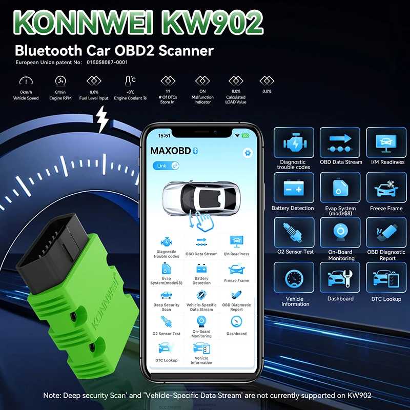 Фотография №2 товара Автосканер KONNWEI KW902 Bluetooth 5.0 ELM327 V1.5, диагностический инструмент OBD2