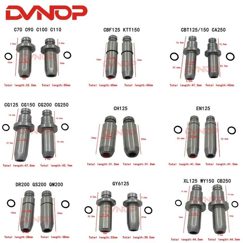 1 пара направляющих трубок клапана для мотоцикла Scoote GY650 GY6125 GY6 GS125 CG125 150 200 EN125 WY125 XL125 XR125 CBF150 ZY125 CA250 Запчасти для мотоцикла