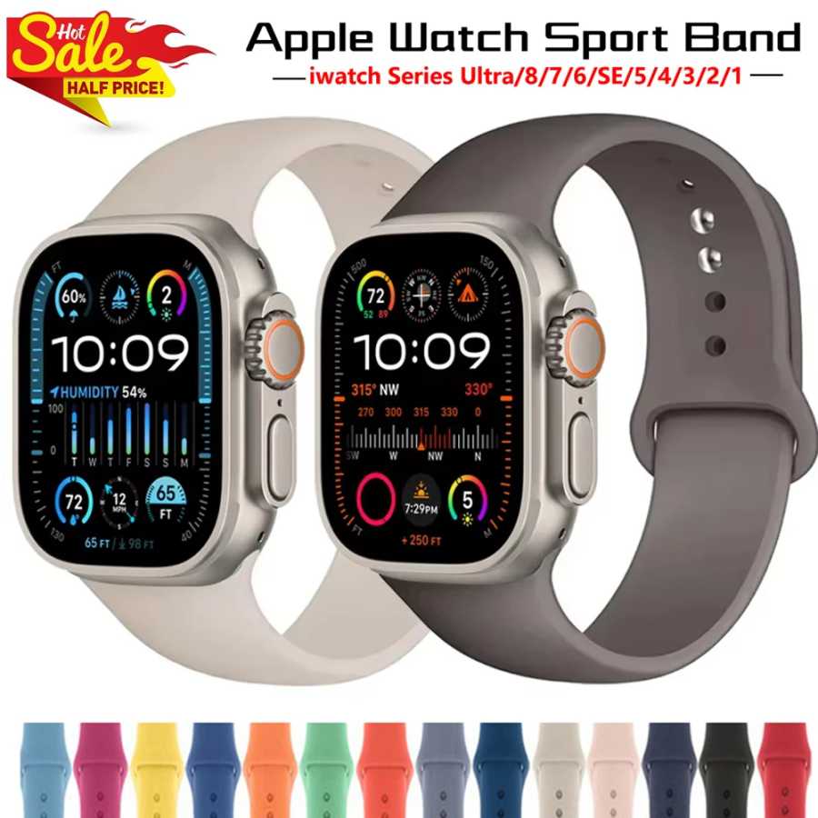Силиконовый ремешок для Apple Watch Band 44 мм, 40 мм, 45 мм, 41 мм, 42 мм, 44 45 мм, браслет correa iwatch series 7 8 se 3 5 6 9 Ultra 2 49 мм Аксессуары для часов