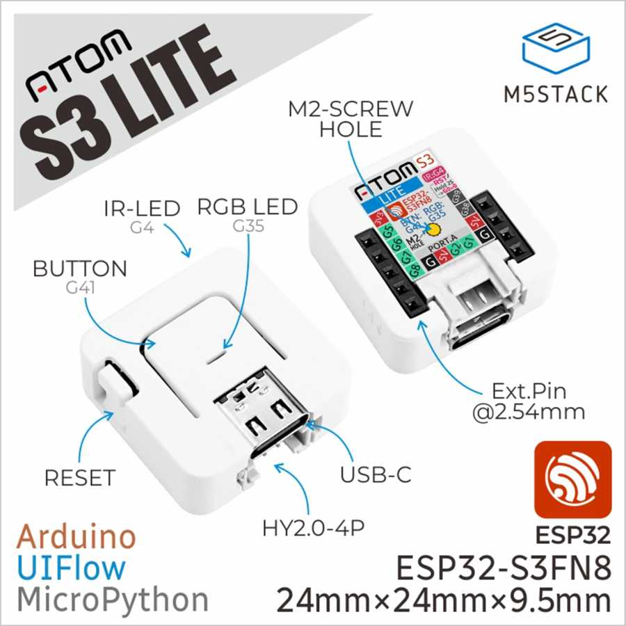 Официальный комплект устройств M5Stack ATOMS3 Lite ESP32S3 Компьютерные комплектующие