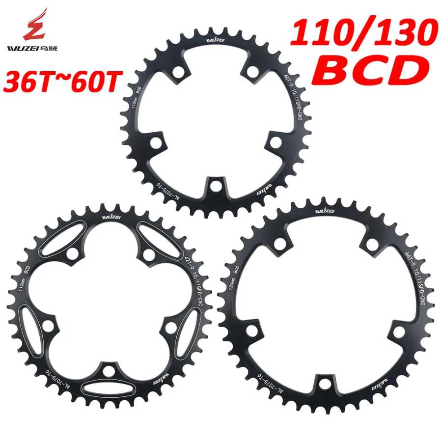 WUZEI 110 130 BCD Звездочка 36T 38T 40T 42T 46T 50T Узкая широкая звездочка для шоссейного велосипеда Корона 5 болтов Передняя звездочка для складного велосипеда Велоспорт