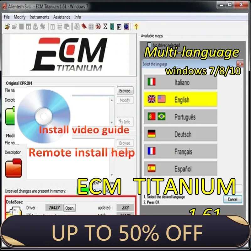 Горячая новинка 2026! ECM TITANIUM 1.61 с 26000+ драйверами ECM 18259+ для инструмента ECU. Отправка по ссылке, CD или USB. Совместимость с Windows 7/8/10. Инструменты для обслуживания автомобилей