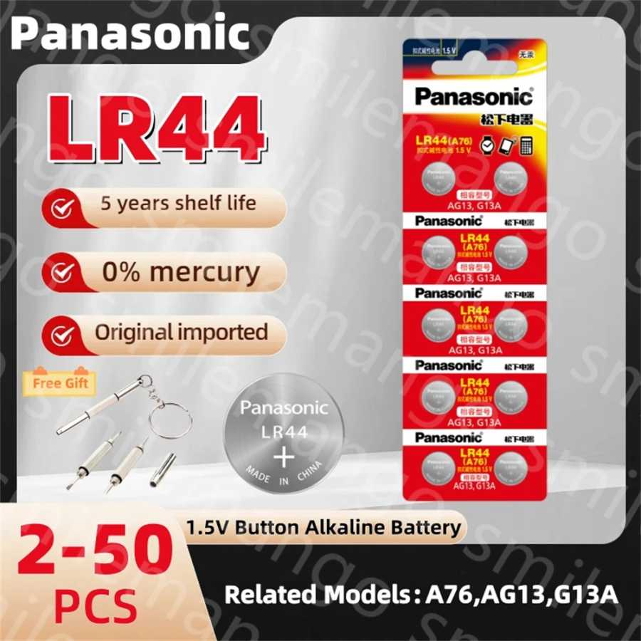 Оригинальный Panasonic 1,5 В LR44 AG13 175 мАч таблеточный аккумулятор 357 SR44 LR1154 кнопочный аккумулятор для часов калькулятор игрушка-таблетка Аксессуары и запчасти