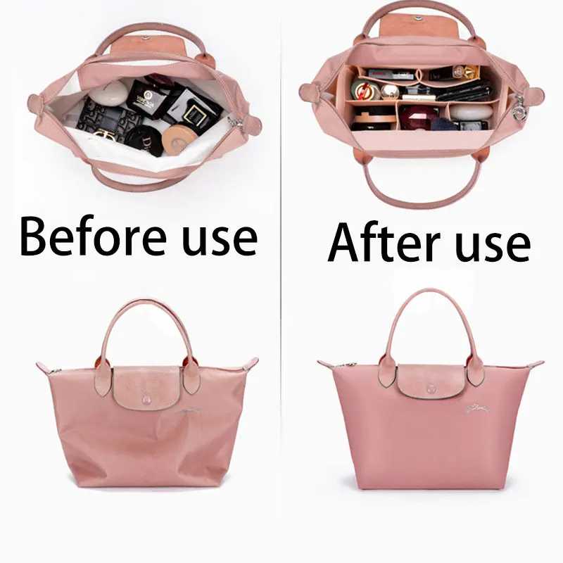 Фотография №3 товара Фетровая сумка-вставка подходит для сумки Longchamp, сумка-вкладыш, фетровая ткань, косметичка,