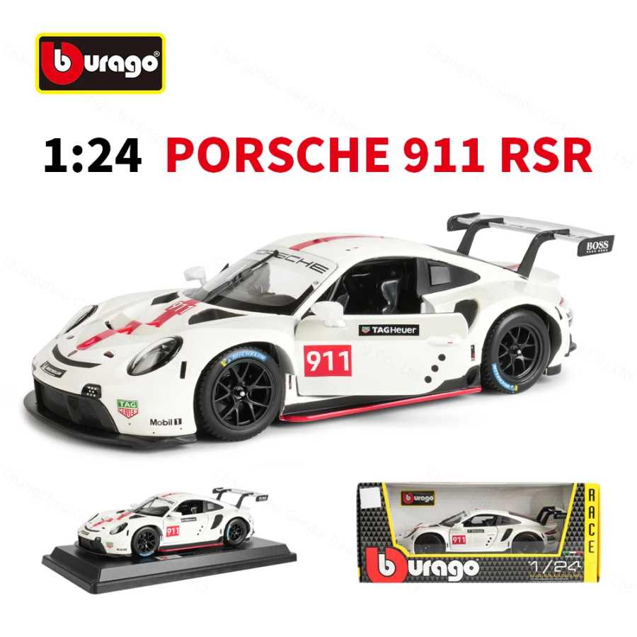 Bburago 1:24 Porsche 911 RSR спортивный автомобиль статический литой автомобиль Коллекционная модель автомобиля игрушки Играйте в транспортные средства и модели