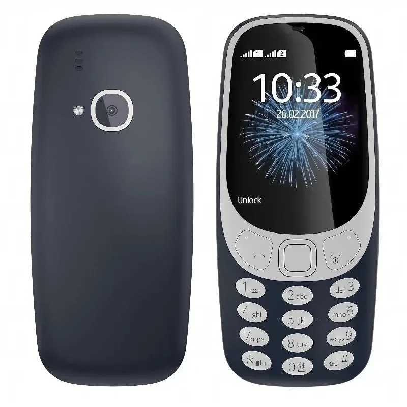 Заводские разблокированные телефоны Nokia 3310 (версия 2017 года), 2G GSM, две SIM-карты, двойной режим ожидания, классический кнопочный телефон, длительное время работы в режиме ожидания Б/У и восстановленные телефоны