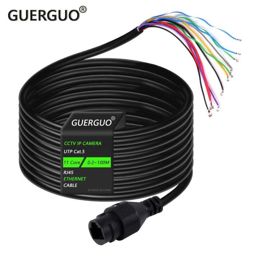 GuerGuo 1 шт. CCTV POE IP сетевая камера PCB модуль видеокабель питания RJ45 гнездовые разъемы с терминалом 0,6 м Аксессуары и запчасти
