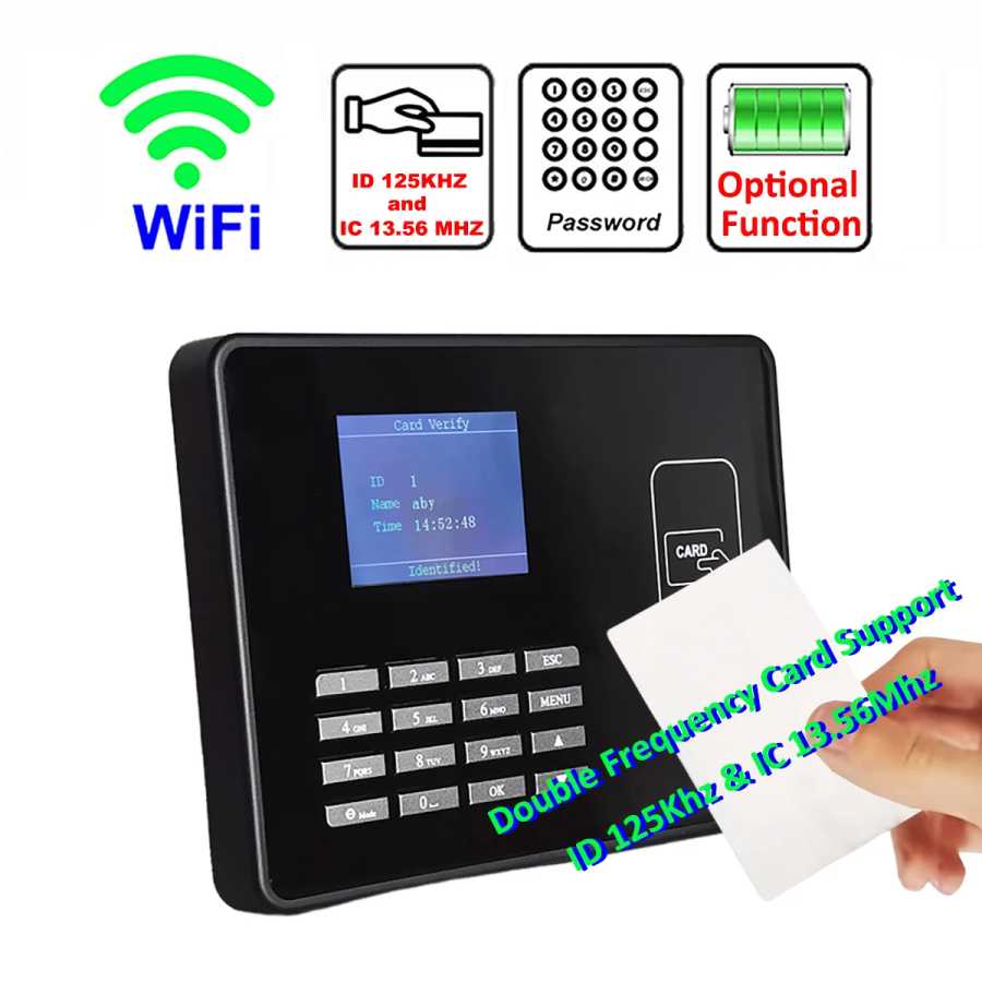 Wi-Fi бесконтактная RFID IC NFC-карта, машина учета рабочего времени, смарт-карта, система часов, помощь для проверки сотрудников с опцией батареи Доступ к автоматизации здания