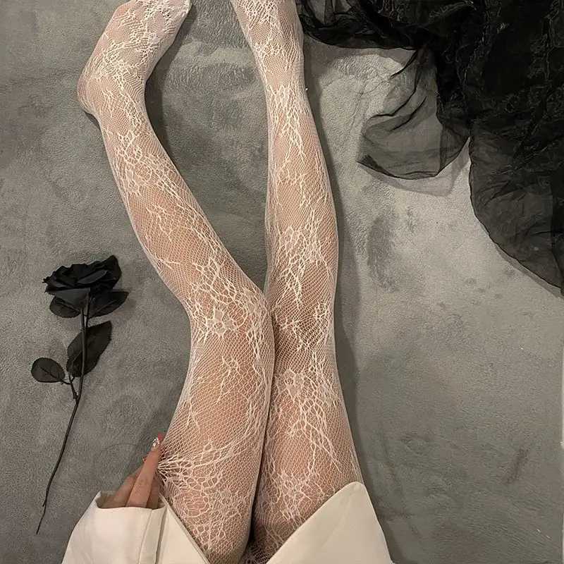 Фотография №2 товара Женские сексуальные ажурные чулки из ротанга, клубные вечерние колготки с