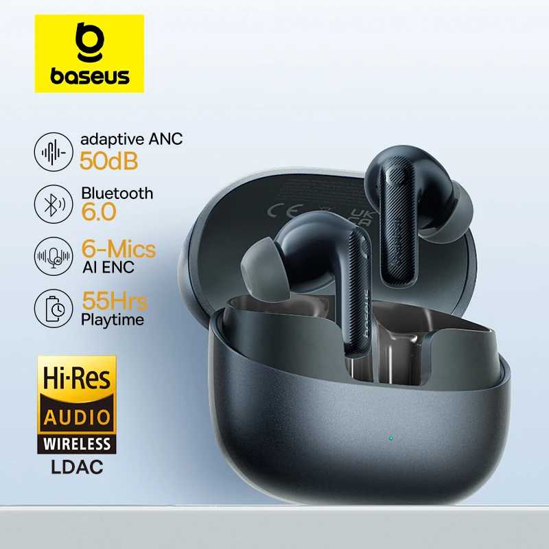 Наушники Baseus EP10 Pro ANC Беспроводные наушники Bluetooth 6.0 наушники беспроводные 50 дБ Адаптивные наушники в реальном времени 6 микрофонов Hi-Res LDAC IP55 Наушники беспроводные TWSнаушники безпровідні Портативное аудио и видео