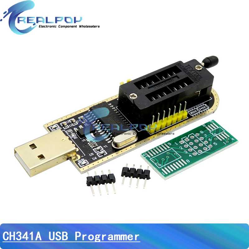 Фотография №1 товара Программатор CH341A + адаптер SOIC8 + зажим SOP8 с кабелем