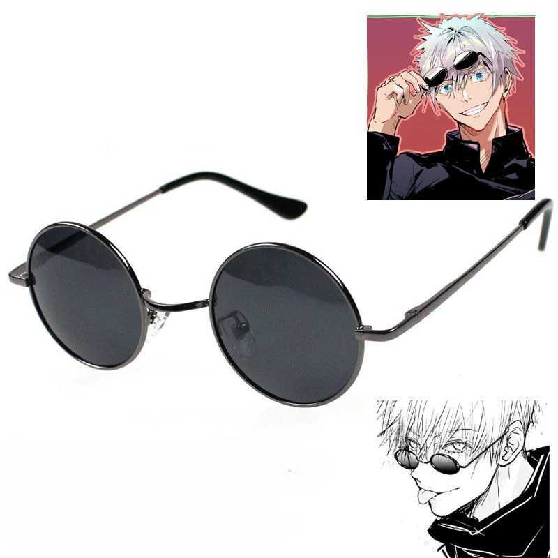 Очки Gojo Satoru, аниме Jujutsu Kaisen, черные очки для косплея, стимпанк, круглая оправа, очки, солнцезащитные очки, аксессуары для мужчин и женщин Аксессуары для косплея