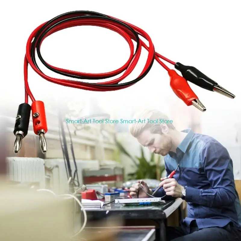 E1PB 2PCS Banana Plug до Clip Test Leads MultieMeter Tests Test Test Probes Leads проволочный кабель для электронного Электрика