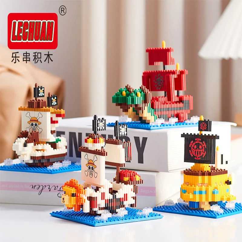 Thousand Sunny Micro Building Blocks Linkgo One Piece Пиратский корабль Polortang Going Merry Model Connection Мини-кирпичи Фигурка Игрушки Конструкторы