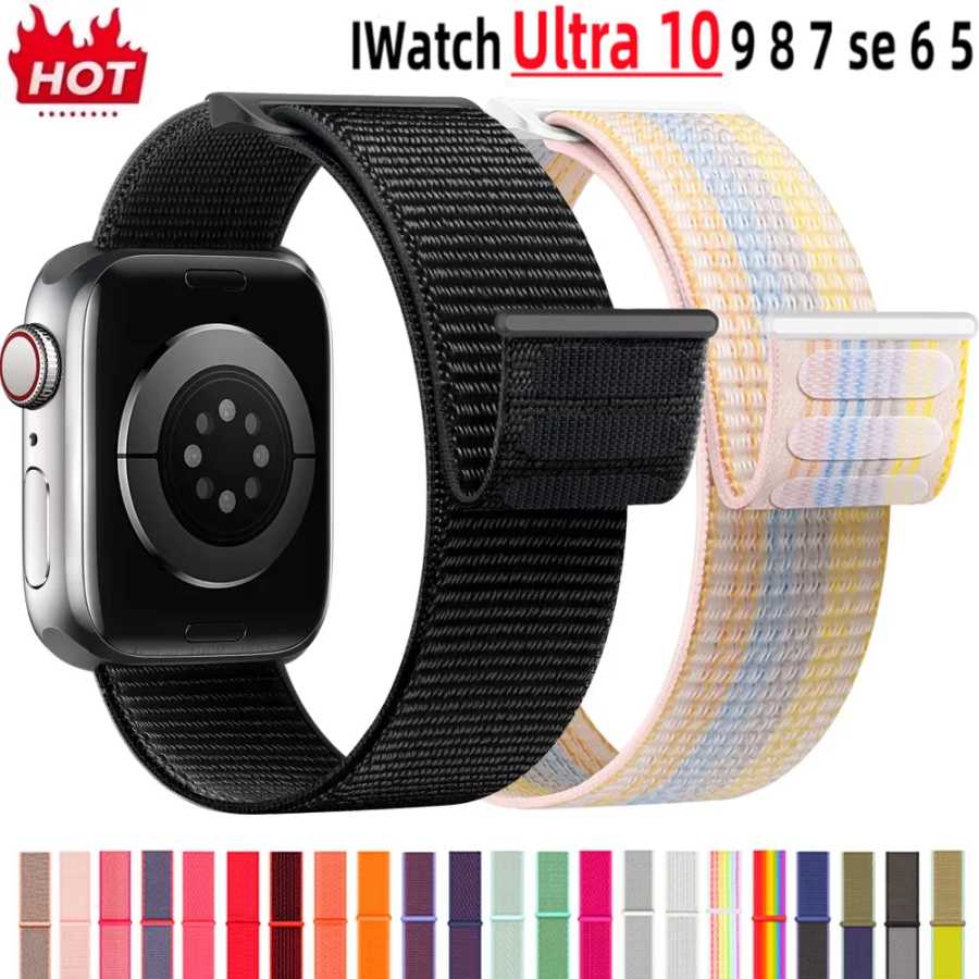 Нейлоновый ремешок-петля для Apple Watch Band 46 мм, 40 мм, 44 мм, 45 мм, 42 мм, 41 мм, 38 мм, умный ремень-браслет для IWatch Ultra 49 мм 8/7/6/SE/5/4 Аксессуары для часов