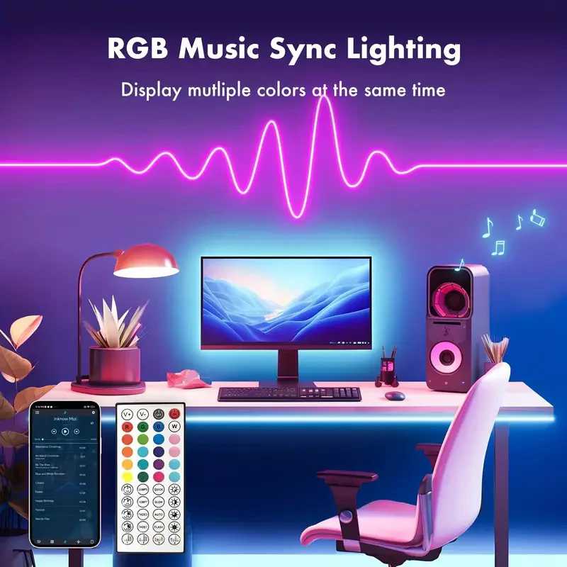 Фотография №3 товара Светодиодная неоновая лента RGB 3535 с Bluetooth, синхронизацией музыки, водонепроницаемая,