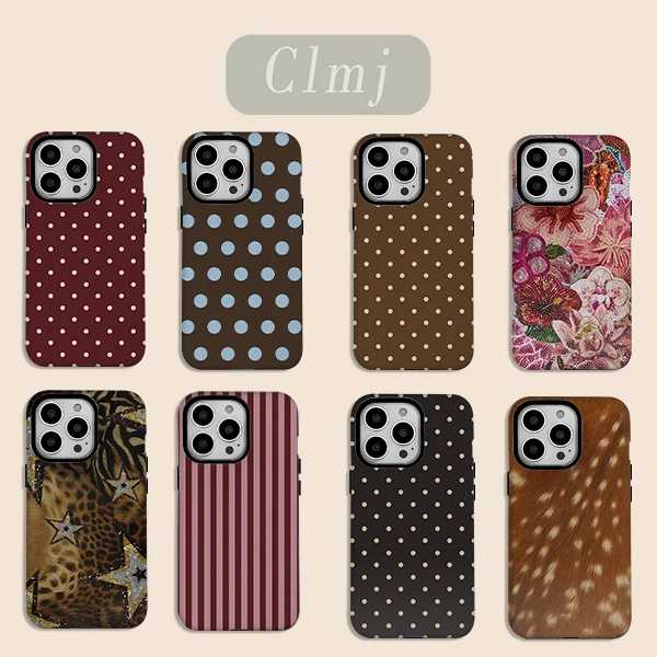 Роскошный чехол для телефона Ins Brown Red в горошек для iPhone 17, 16, 15, 14, 13, 12, 11 X XS XR XSMAX 7 8 Air Pro Max Plus, двухслойный чехол Чехлы и чехлы для мобильных телефонов