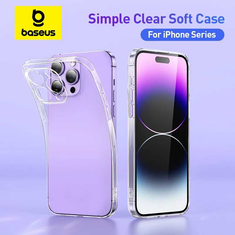 Прозрачный чехол Baseus из ТПУ для iPhone 17 16 15 14 13 12 Pro Max Plus Air, мягкий, тонкий, защитный Чехлы и чехлы для мобильных телефонов