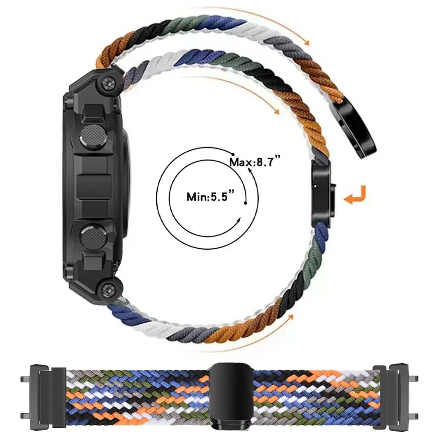 Фотография №3 товара Плетеный ремешок-петля для Huami Amazfit T-Rex 2 3-полосный смарт-часы, нейлоновые