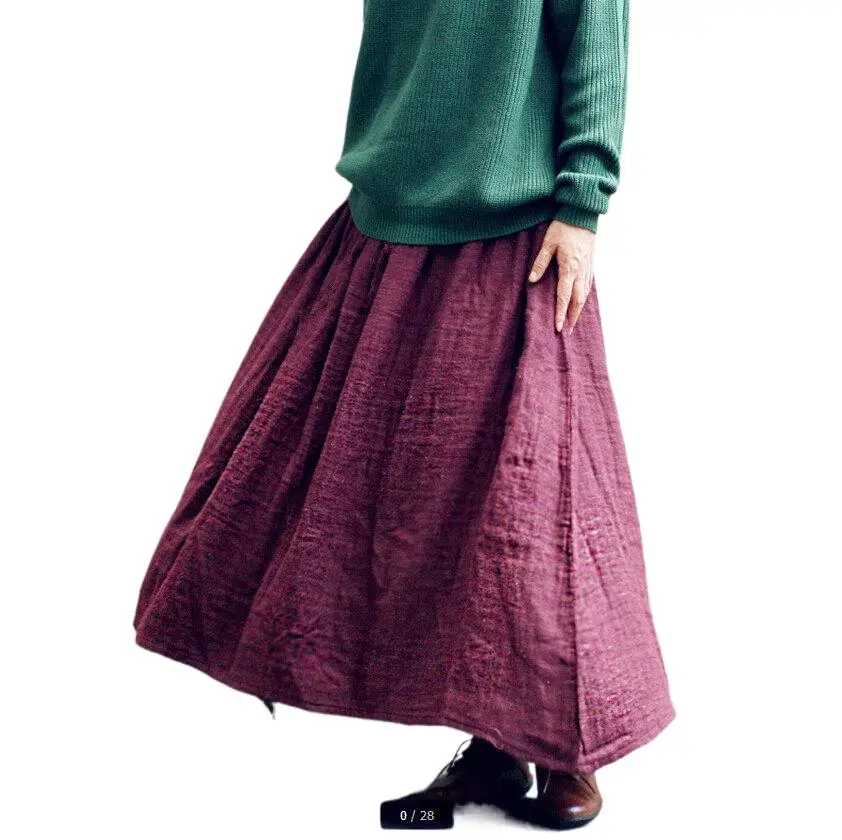 Весенние женские хлопковые льняные юбки Vestidos Femininas, горячая распродажа, повседневная юбка с карманами, модные винтажные юбки Юбки по индивидуальному заказу