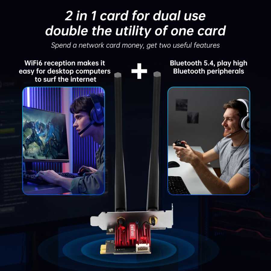 Фотография №2 товара Двухдиапазонный беспроводной адаптер Fenvi WiFi 6 AX900 Bluetooth 5,4 PCI-Express,