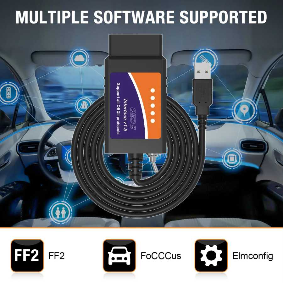 Фотография №4 товара FORscan ELM 327 OBD2 диагностический сканер USB V1.5 HS/MS CAN