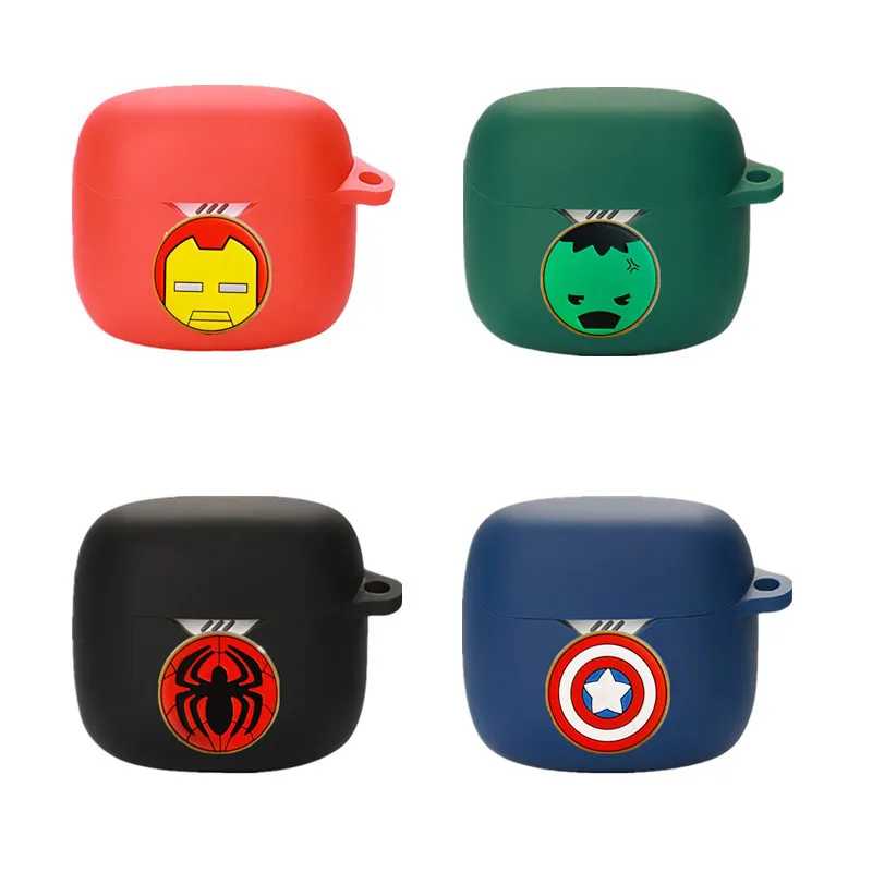 Чехол для наушников JBL Tune Flex / Flex 2 с мультяшным дизайном Marvel, силиконовый защитный чехол для беспроводных наушников с крючком Портативное аудио и видео